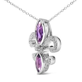 Haus of Brilliance Sterling Silver Amethyst Fleur de Lis Pendant