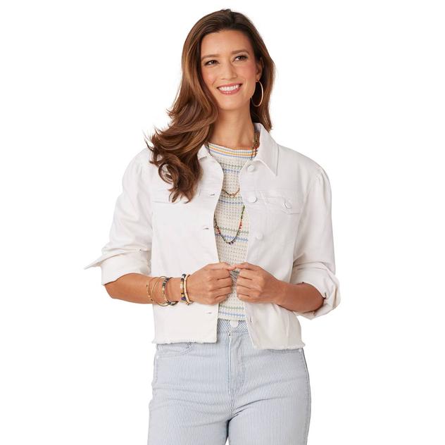 Womens Democracy Long Sleeve Button Up Puff Sleeve Jacket