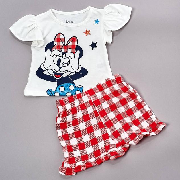 Baby Girl (12-24M) Disney Minnie Stars Americana Tee & Short Set