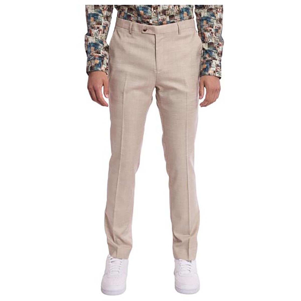Mens Paisley & Gray Pants - Cream Beige