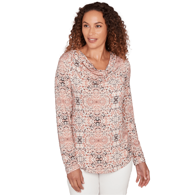 Womens Emaline Key Items Long Sleeve Cowl Neck Medallion Blouse