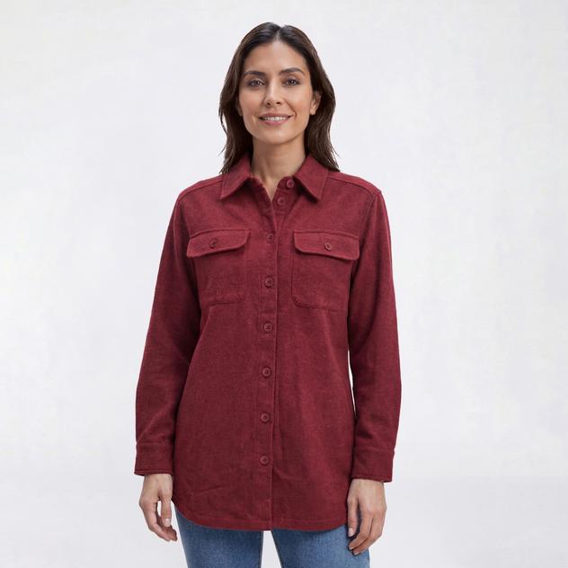 Womens Da-sh Long Sleeve Solid Button Front Shacket