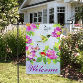 Northlight Welcome Hummingbird Floral Outdoor Garden Flag