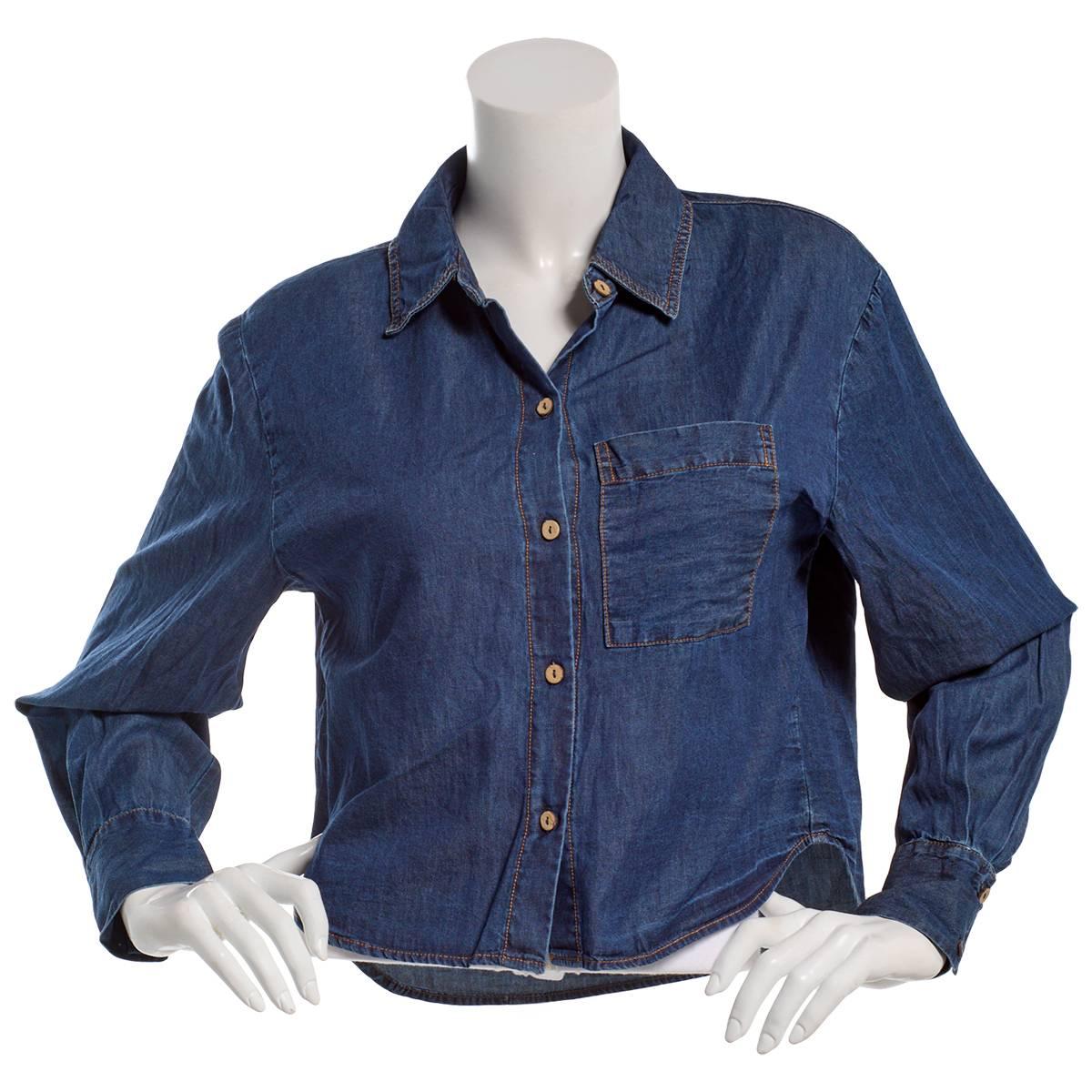 Juniors A. Byer Stretch Denim Button Up Shirt