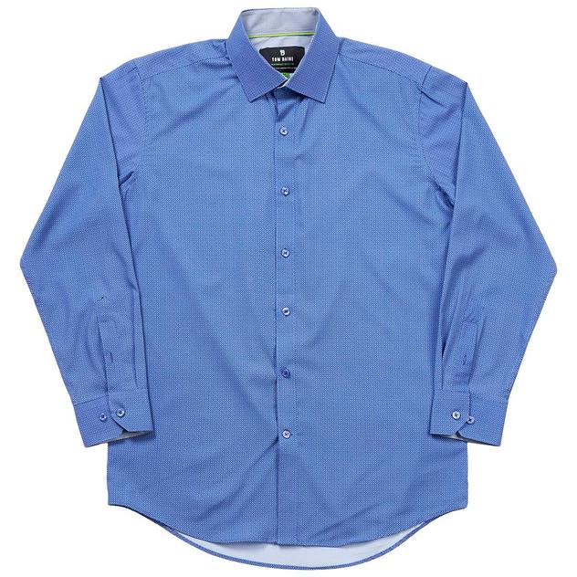 Mens Tom Baine Geometric Regular Fit Dress Shirt - Royal Blue