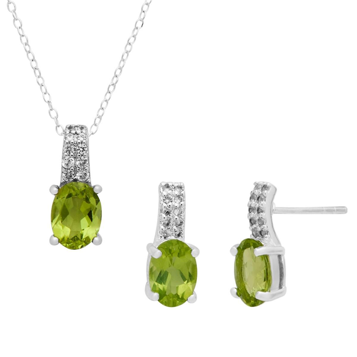 Marsala Sterling Silver Peridot & Lab Grown Sapphire Set