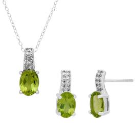 Marsala Sterling Silver Peridot & Lab Grown Sapphire Set