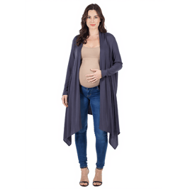 Womens 24/7 Comfort Apparel Extra Long Maternity Cardigan