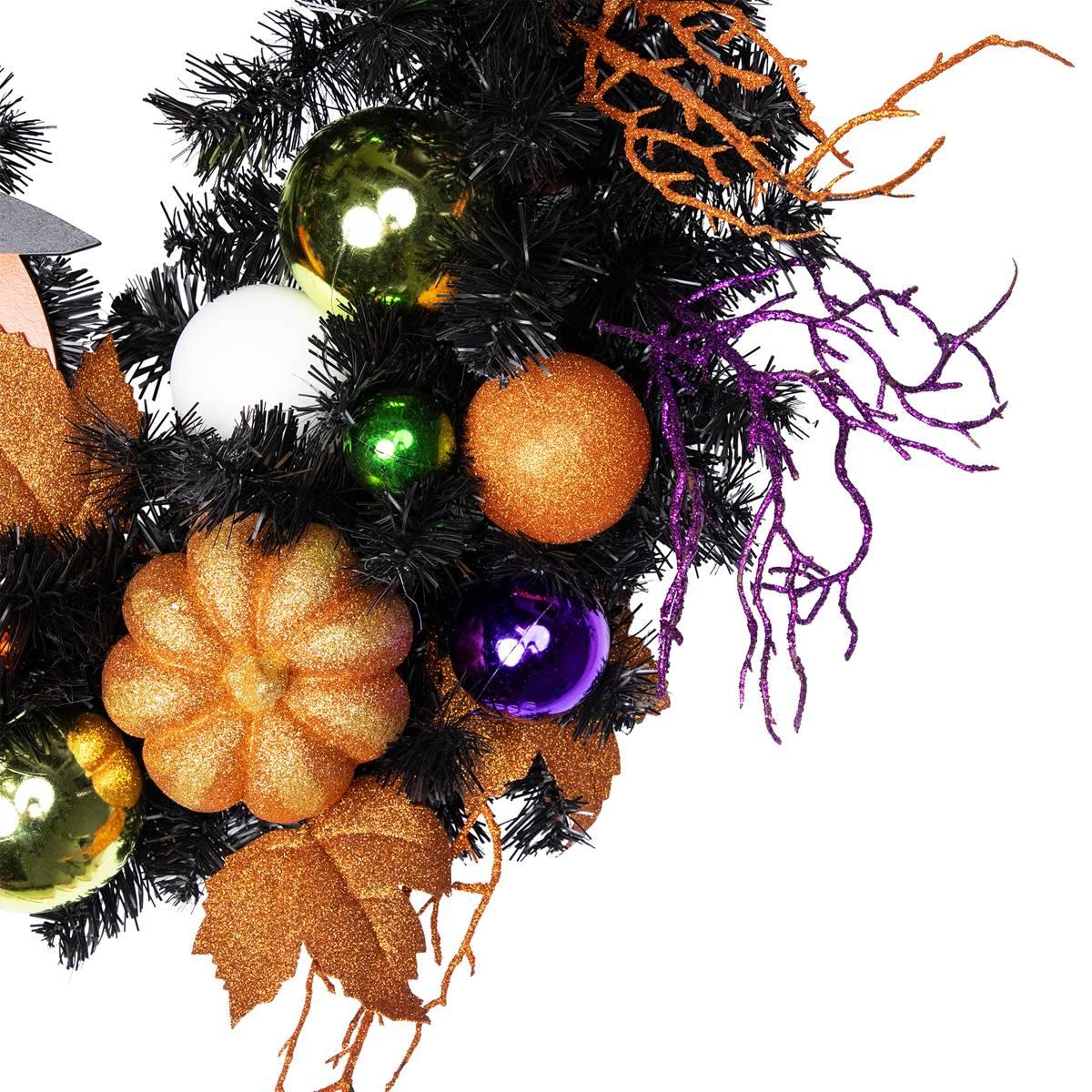 Northlight Seasonal Witches Hat Jack-O-Lantern Halloween Wreath