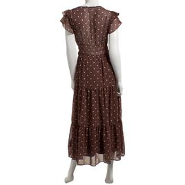 Juniors Trixxi Ruffle Flutter Sleeve Dot Chiffon Midi Dress
