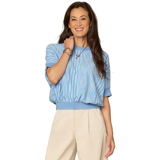 Womens Democracy Dolman Sleeve Space Dye Stripe Sweater