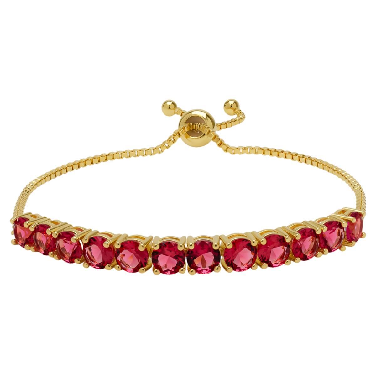 Gold Plated Magenta CZ Bracelet