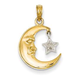 Gold Classics(tm) Two-Tone Half Moon & Star Pendant