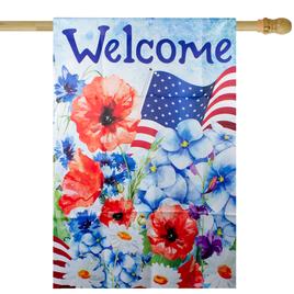Northlight Seasonal Patriotic Floral Outdoor House Flag