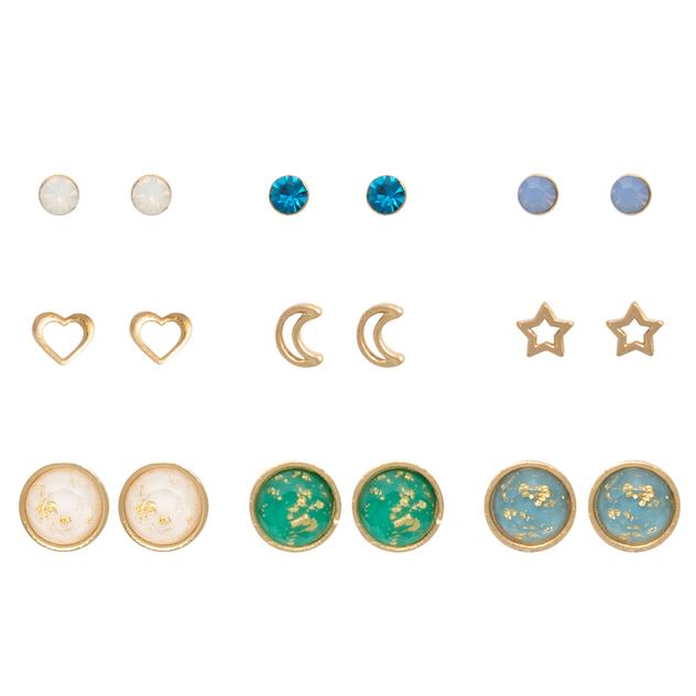Ashley 9pr. Set in Shades of Blue & Green Celestial Stud Earrings