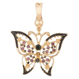 Wearable Art Black & Pink Filigree Butterfly Enhancer Pendant