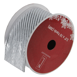 Northlight Club 12pk. Shiny Silver Stripe Christmas Ribbon Spool