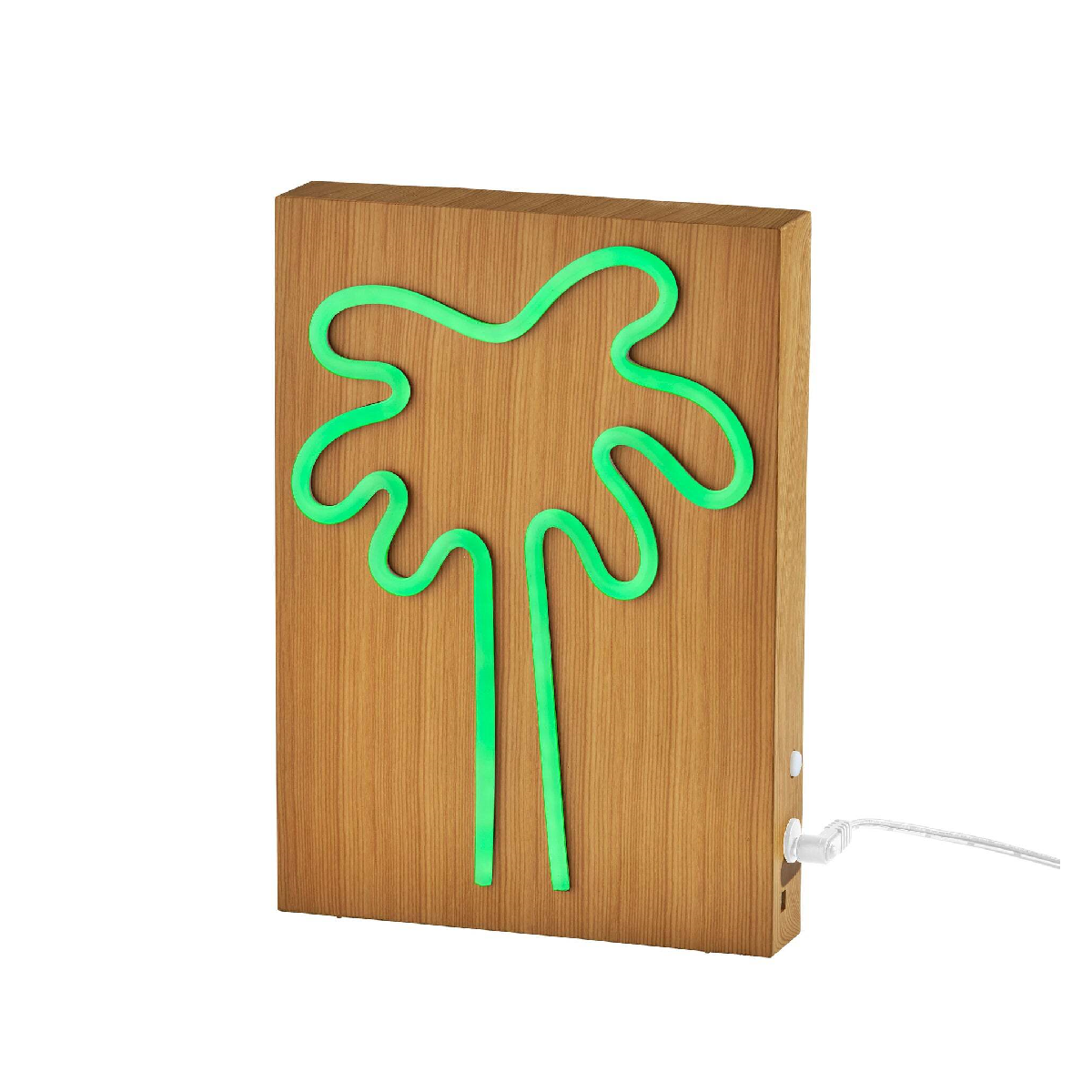 Simplee Adesso Wood Framed Neon Palm Tree Table/Wall Lamp