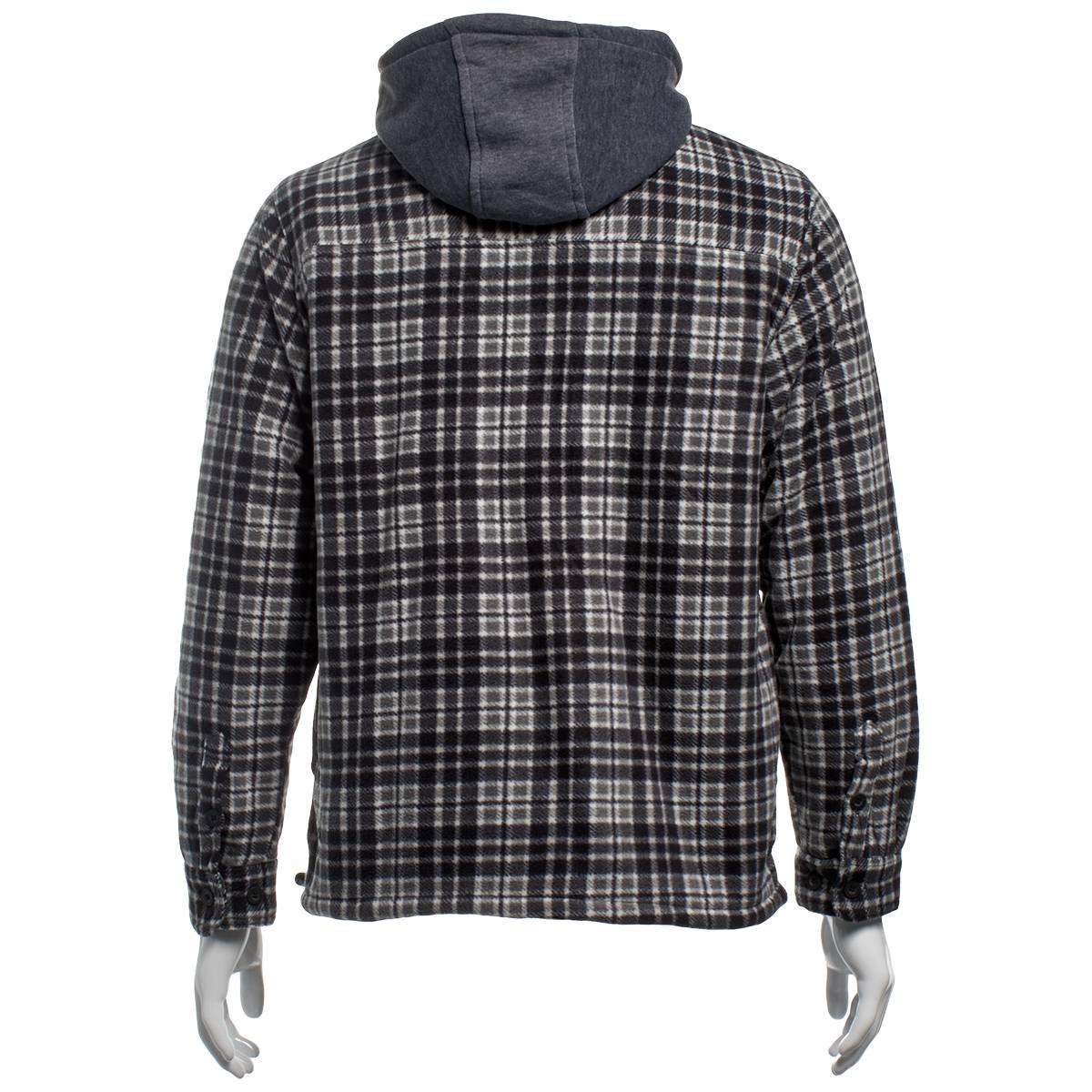 Mens Mountain Ridge Plaid Polar Fleece Jacket - New Black Grey