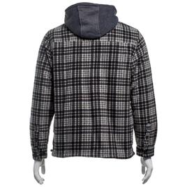 Mens Mountain Ridge Plaid Polar Fleece Jacket - New Black Grey