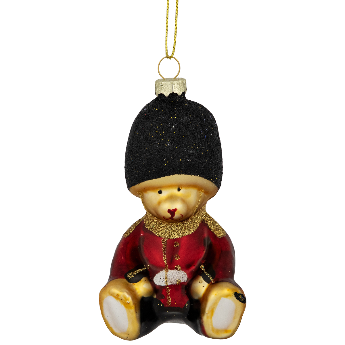 Northlight Glittered Teddy Bear Soldier Glass Christmas Ornament