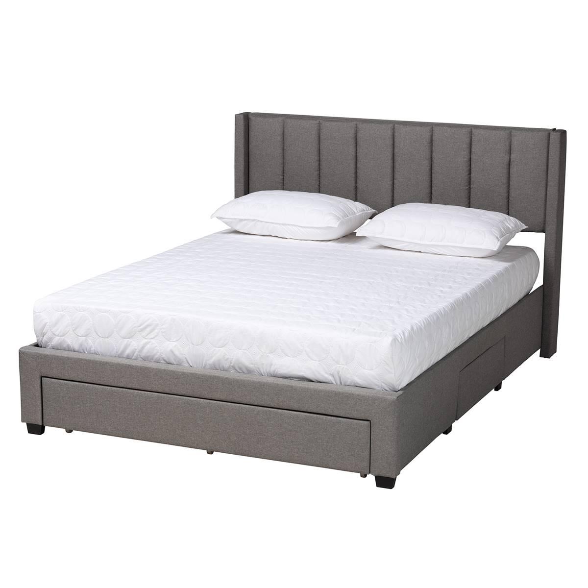 Baxton Studio Coronado Grey Fabric 3-Drawer Storage Platform Bed