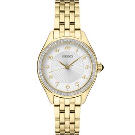 Womens Seiko Crystal/Yellow-Tone Case & Bracelet Watch - SUR394
