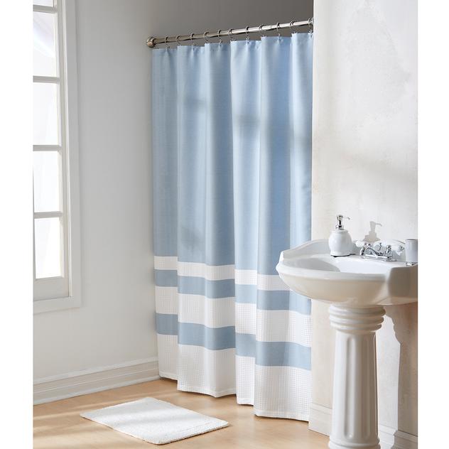 Maytex Waffle Stripe Fabric Shower Curtain