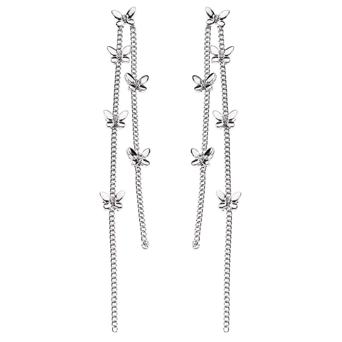 Ashley Silver-Tone Butterfly Chain Fringe Earrings