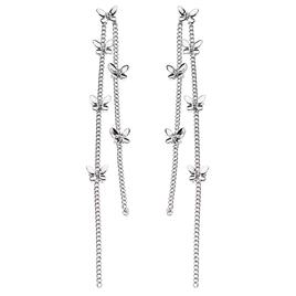 Ashley Silver-Tone Butterfly Chain Fringe Earrings