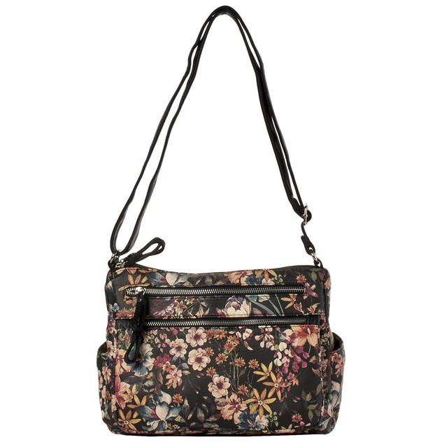 Bueno Multi Zip Camera Washed Hobo - Black Floral