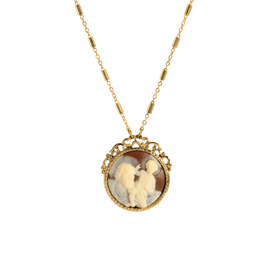 Symbols of Faith Gold Tone St Christopher & Child Cameo Necklace