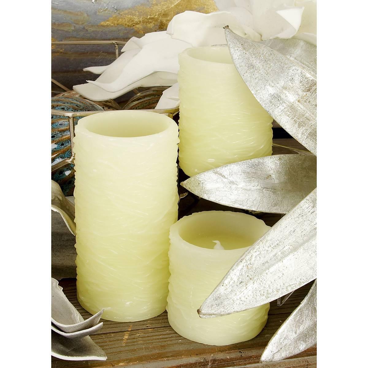9th & Pike® Cylindrical Wax Cream Flameless LED Candle - Set Of 3