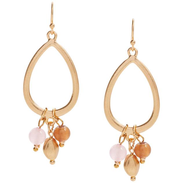 Ashley Cooper™ Gold-Tone Hoop Earrings with Neutral Beads