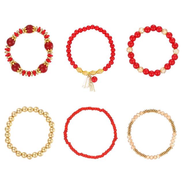 Ashley Cooper™ 6pc. Champagne/Crystal/Red Tone Stretch Bracelets