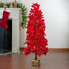 Northlight Seasonal 4in. Pre-Lit Poinsettia Christmas Tree