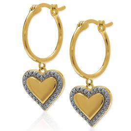 Accents by Gianni Argento Diamond Heart Drop Hoop Earrings