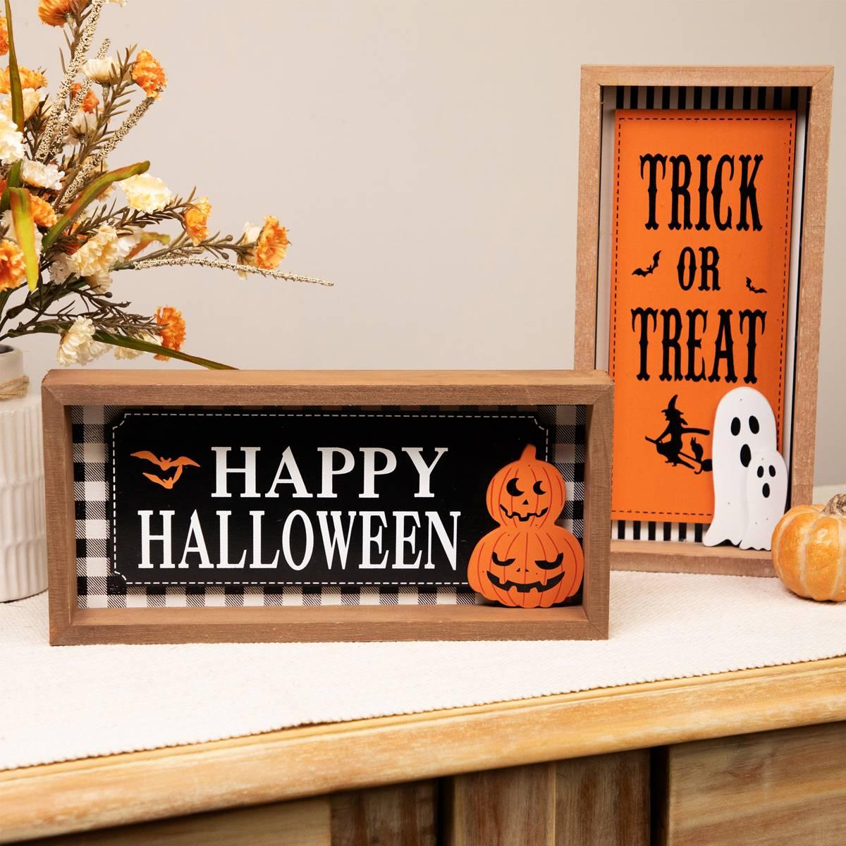 Northlight Seasonal "Happy Halloween" Wooden Shadow Box Plaques