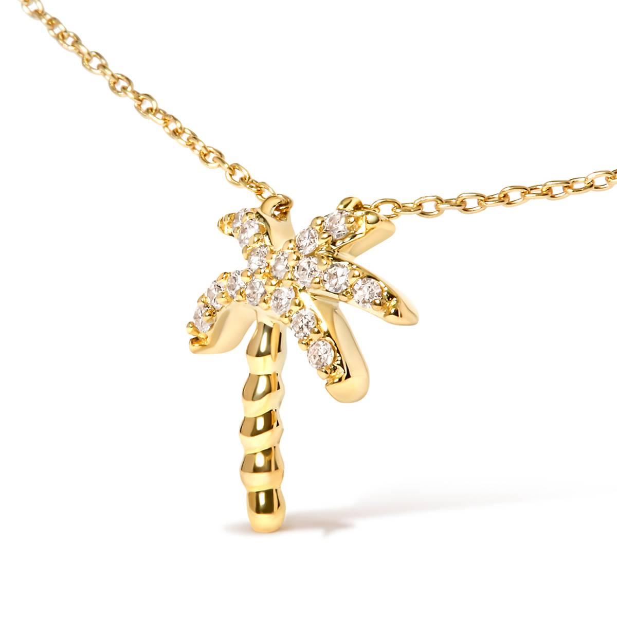 Haus of Brilliance 10kt. Gold 1/10ctw. Diamond Palm Tree Pendant