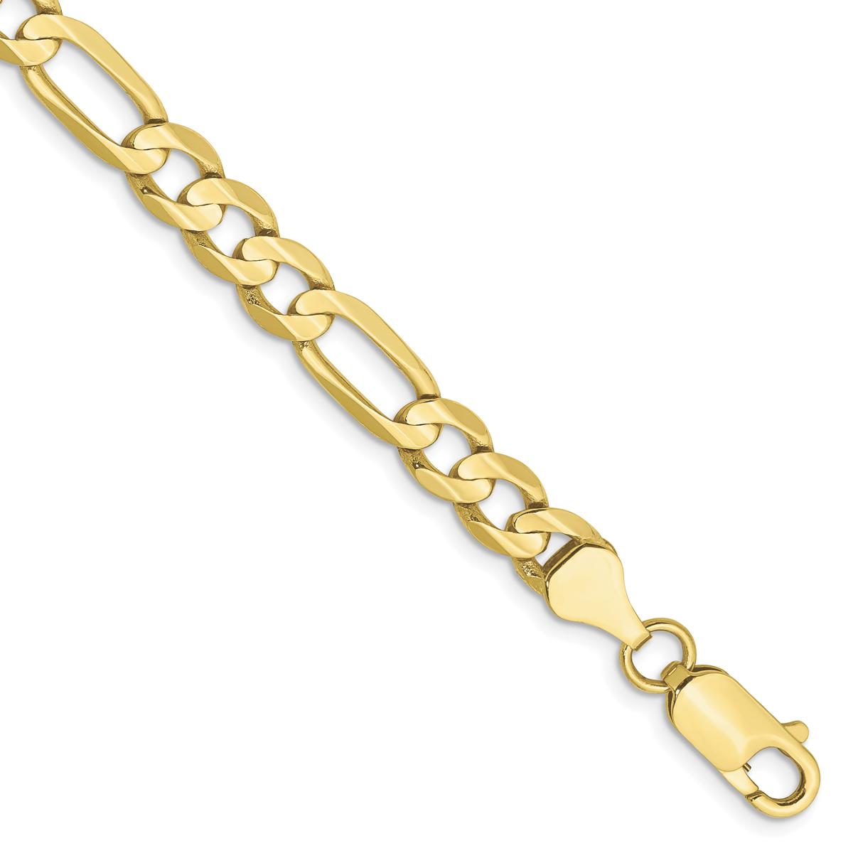 Mens Gold Classics™10kt. 6mm 8in. Concave Figaro Chain Bracelet