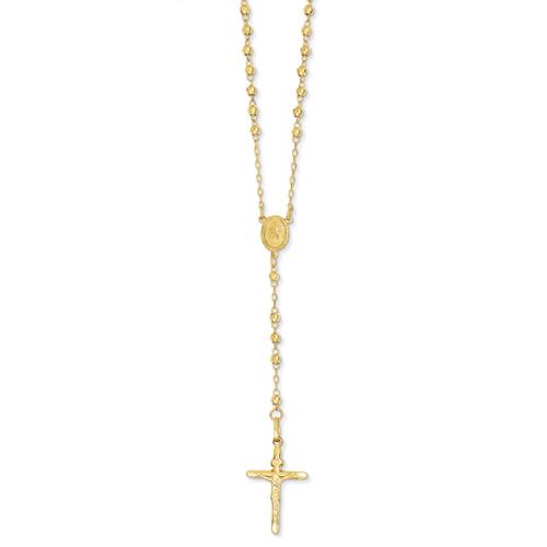 Gold Classics(tm) Diamond Cut Beaded Rosary Y-Necklace