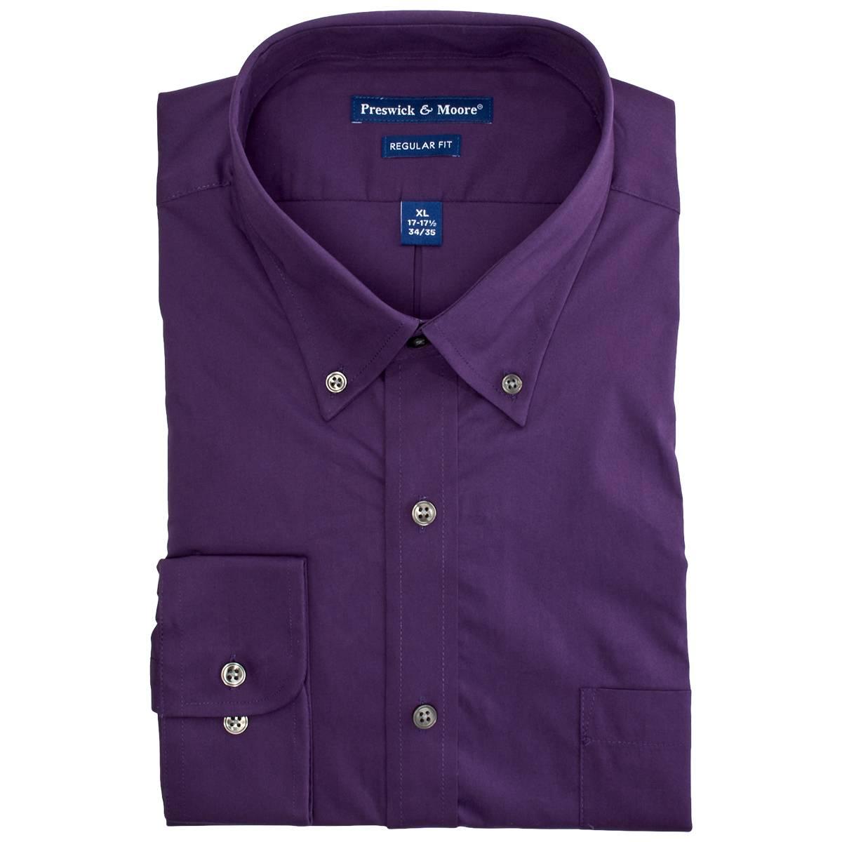 Mens Preswick & Moore® Cotton Regular Fit Dress Shirt - Purple