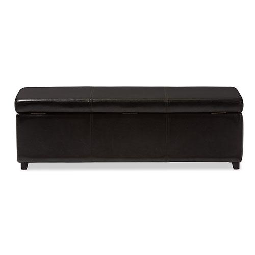 Baxton Studio Full Leather Storage Bench Ottoman