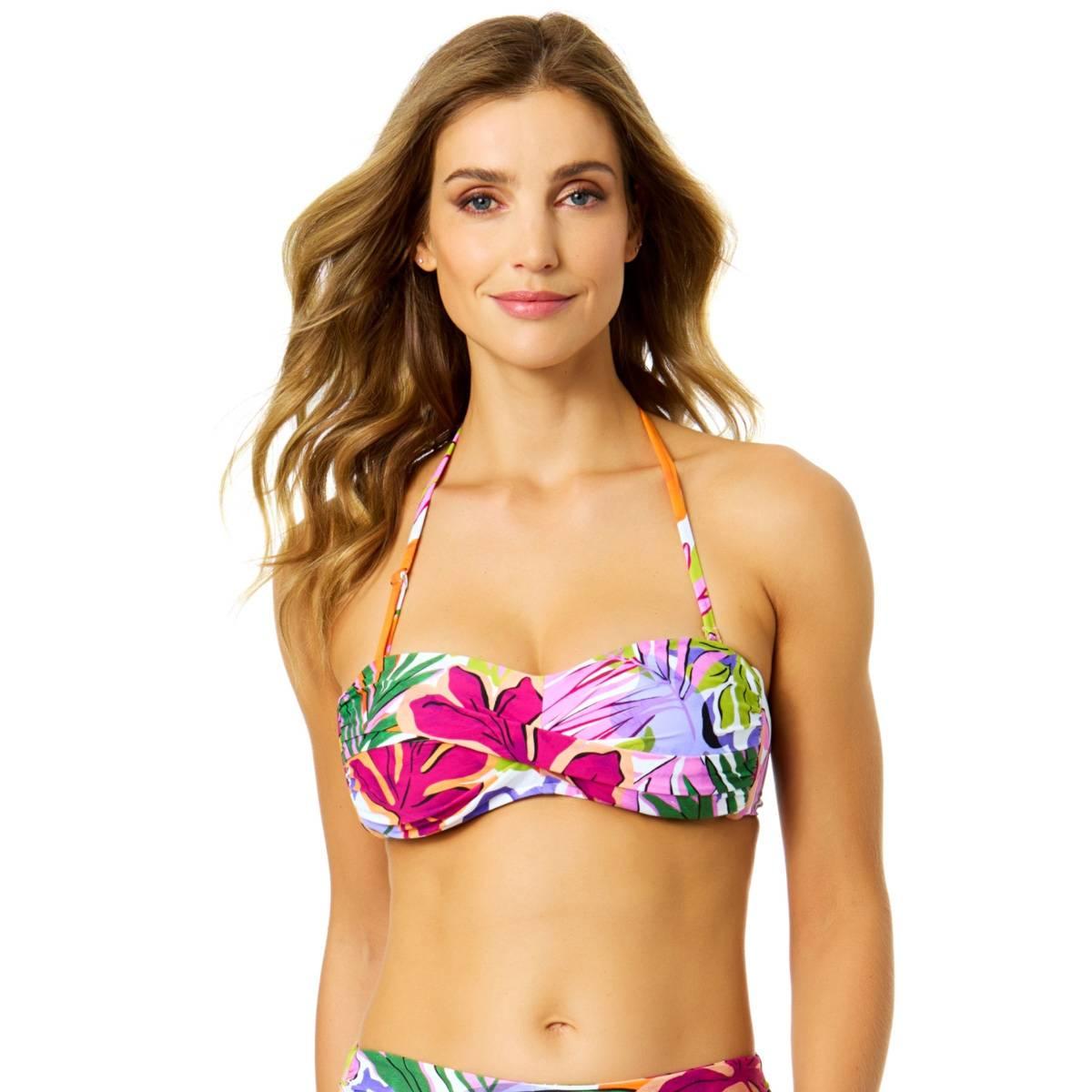 Womens Anne Cole Mod Tropical Bandeau Bra With Removable Straps