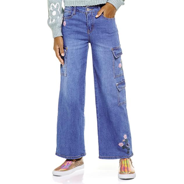 Girls (7-16) Wallflower® Girl Wide Leg Cargo Cross Stitch Jeans