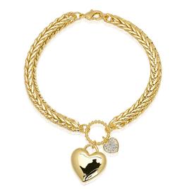 Gianni Argento Gold Plated Diamond Puff Heart Bracelet