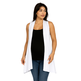 Plus Size 24/7 Comfort Apparel Sleeveless Open Maternity Cardigan
