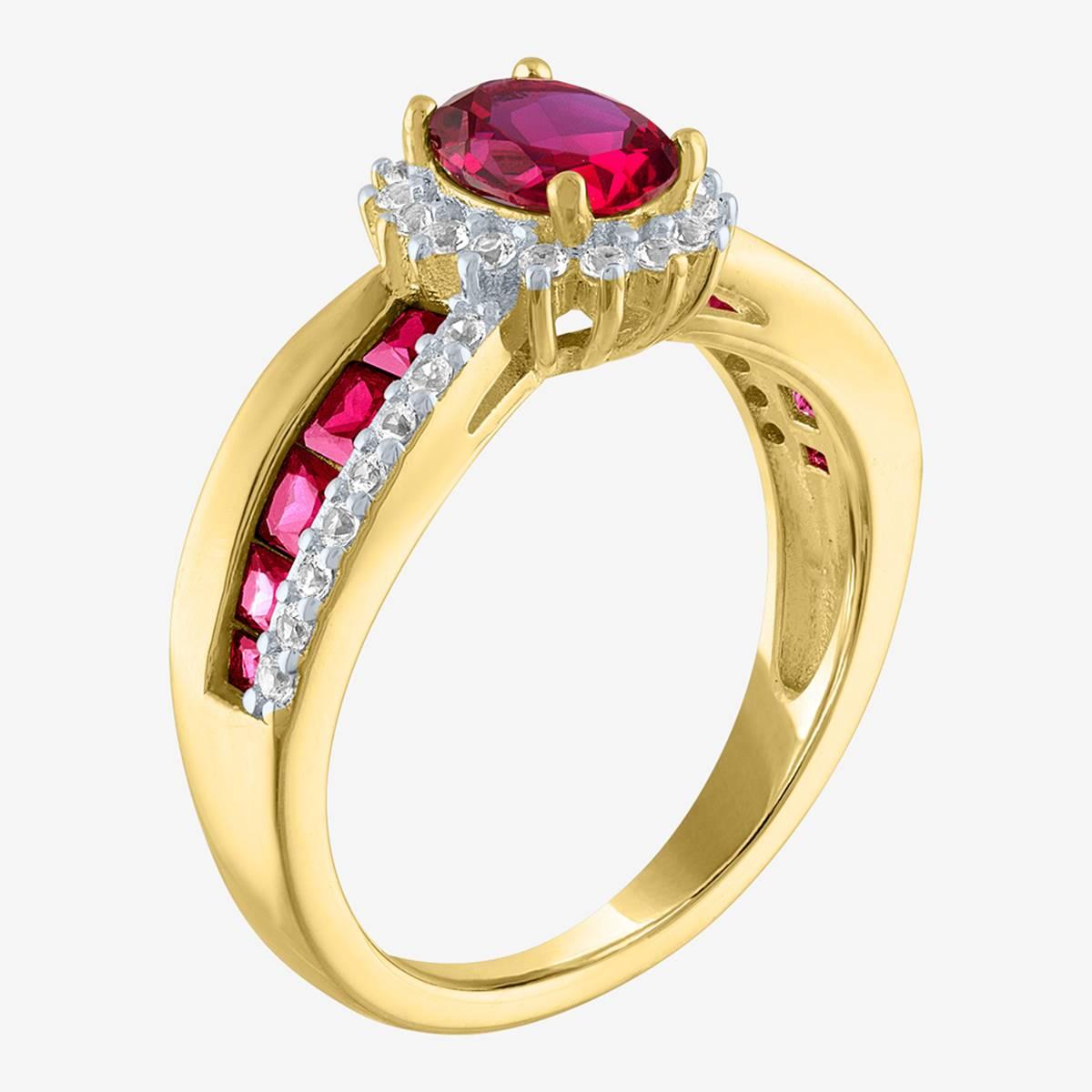 Gemstone Classics™ Lab Created Ruby & White Sapphire Gold Ring