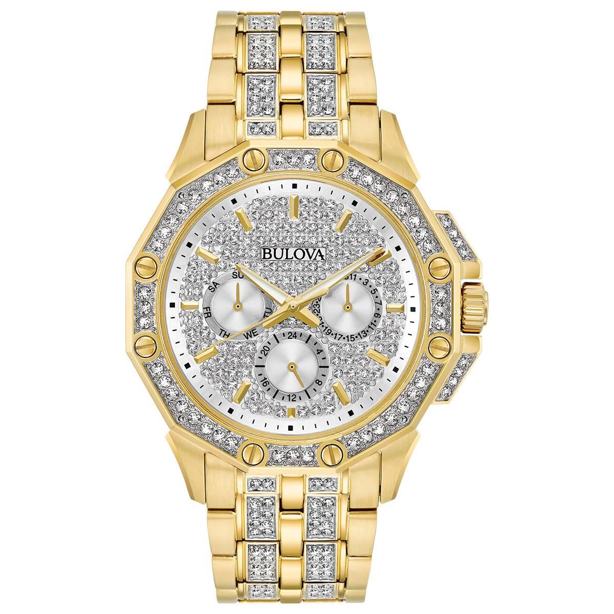 Mens Bulova Octava Silver White Dial Bracelet Watch - 98C126