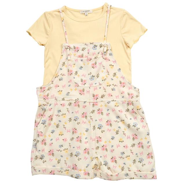 Girls (7-16) No Comment Baby Tee Floral Romper Set